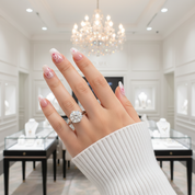 3.0CT Crown Design Round Cut Diamond Option Engagement Ring-Black Diamonds New York