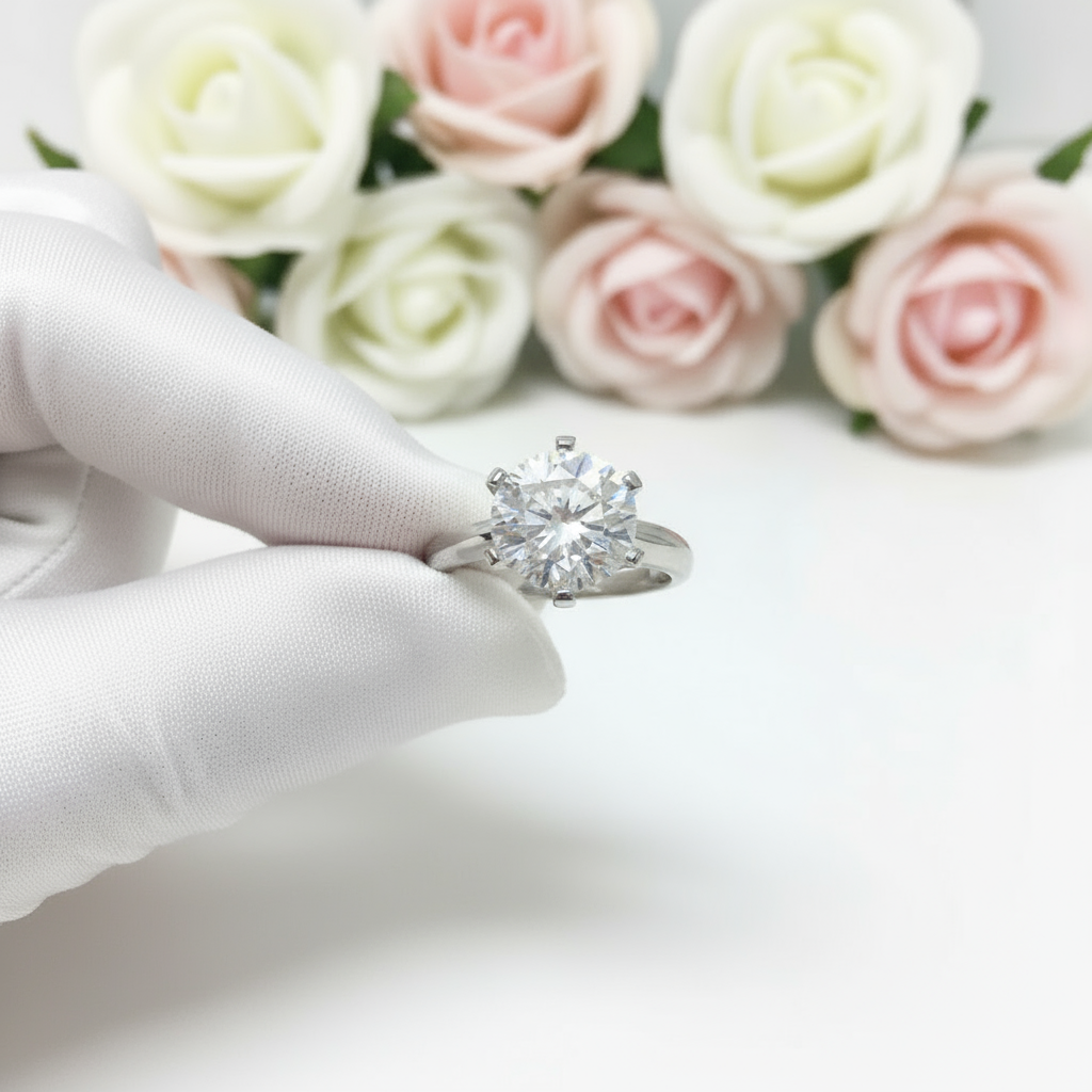 3.0CT Crown Design Round Cut Diamond Engagement Ring-Black Diamonds New York