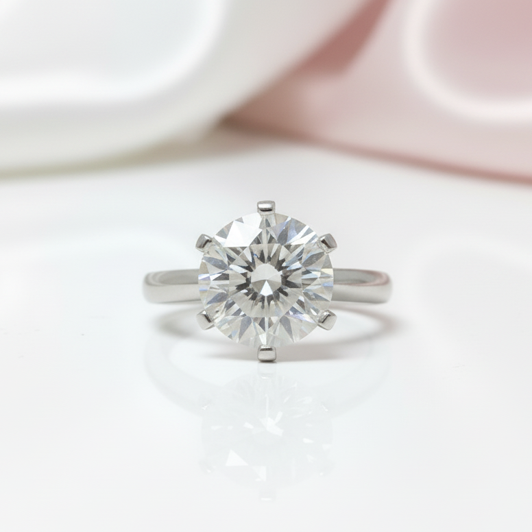 3.0CT Crown Design Round Cut Diamond Option Engagement Ring-Black Diamonds New York