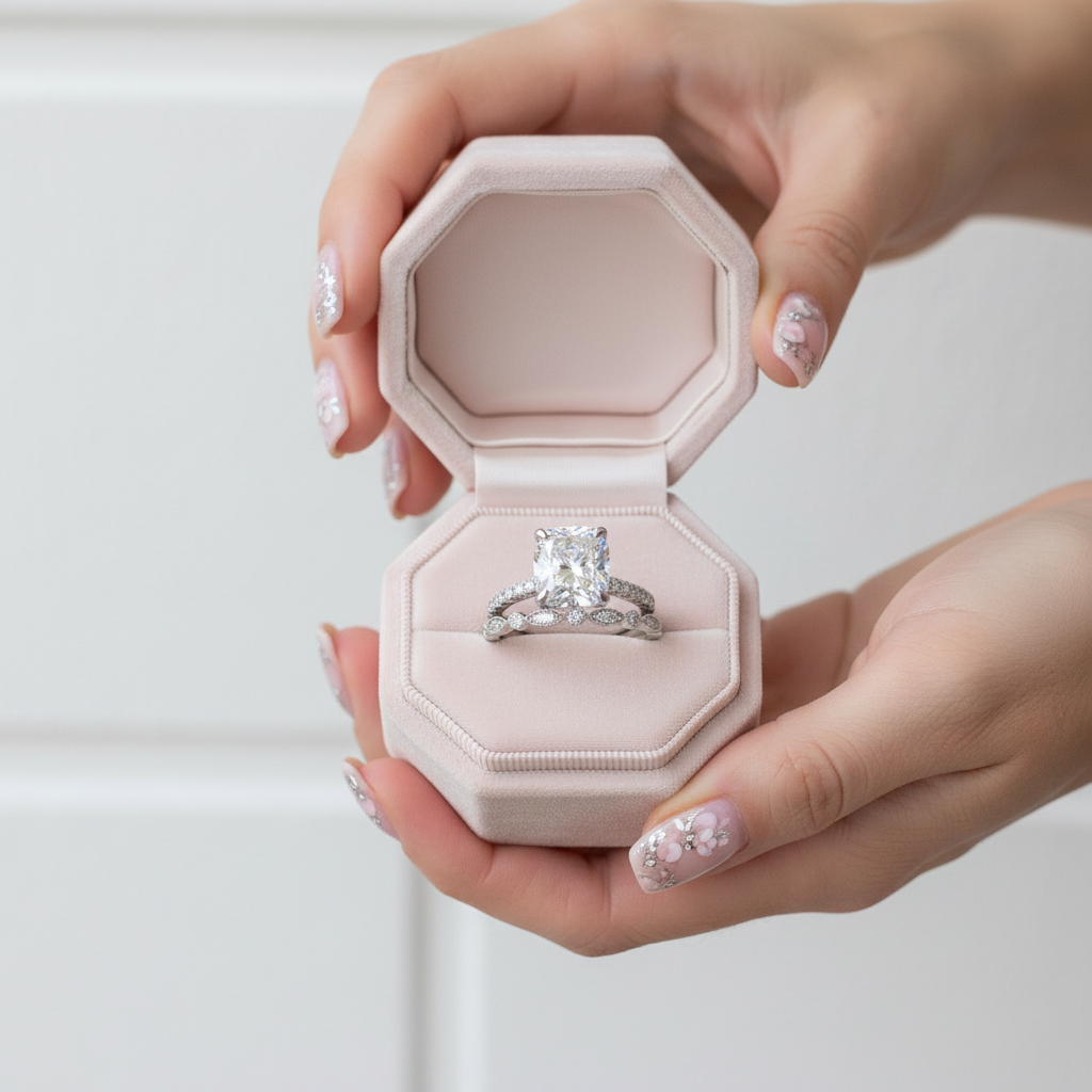 3.0ct Cushion Cut Simulated Diamond Wedding Ring Set