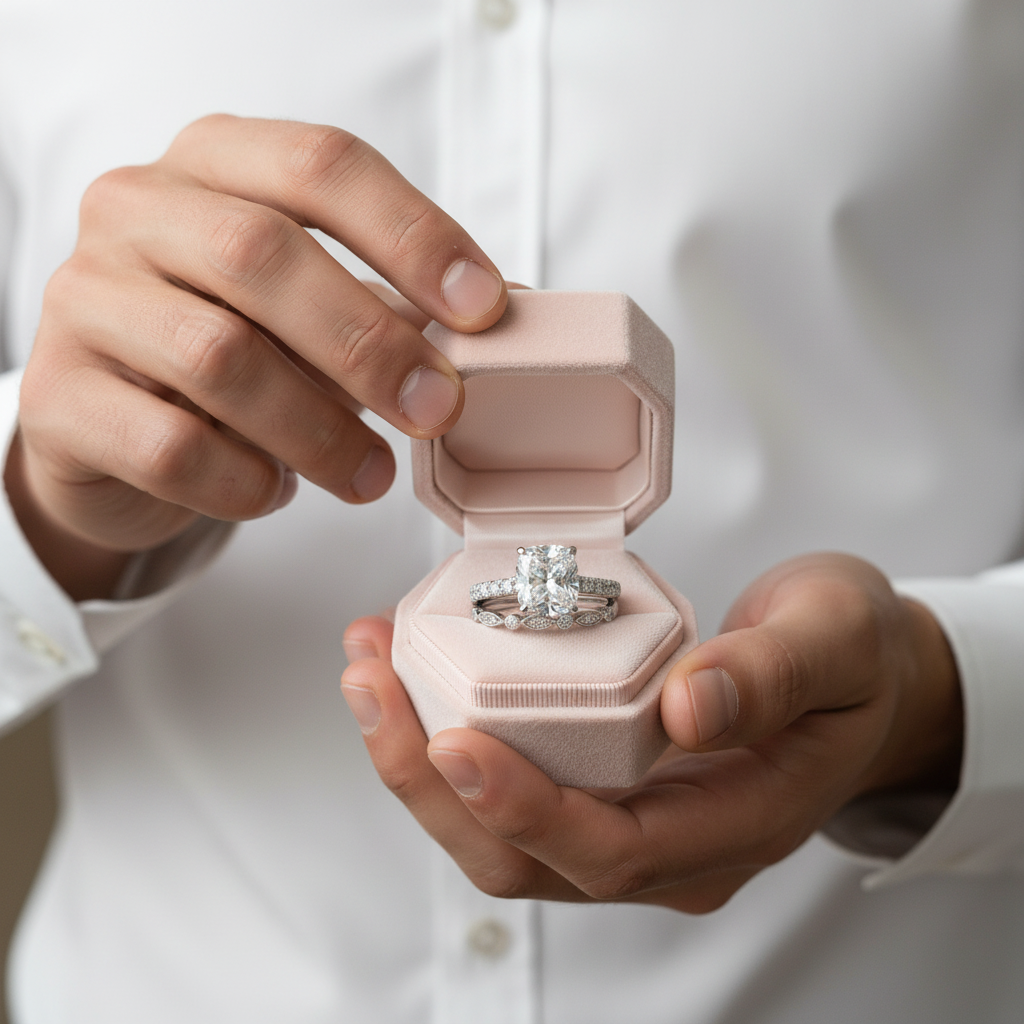 3.0ct Cushion Cut Simulated Diamond Wedding Ring Set