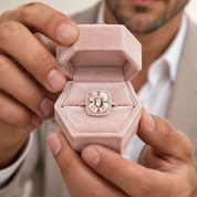 3.0ct Cushion Cut Morganite Halo Engagement Ring-Black Diamonds New York