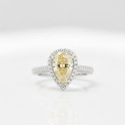 3.0ct Halo Pear Cut Diamond Option Yellow Sapphire Engagement Ring-Black Diamonds New York