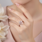 3.0ct Halo Pear Cut Synthetic Morganite Engagement Ring-Black Diamonds New York