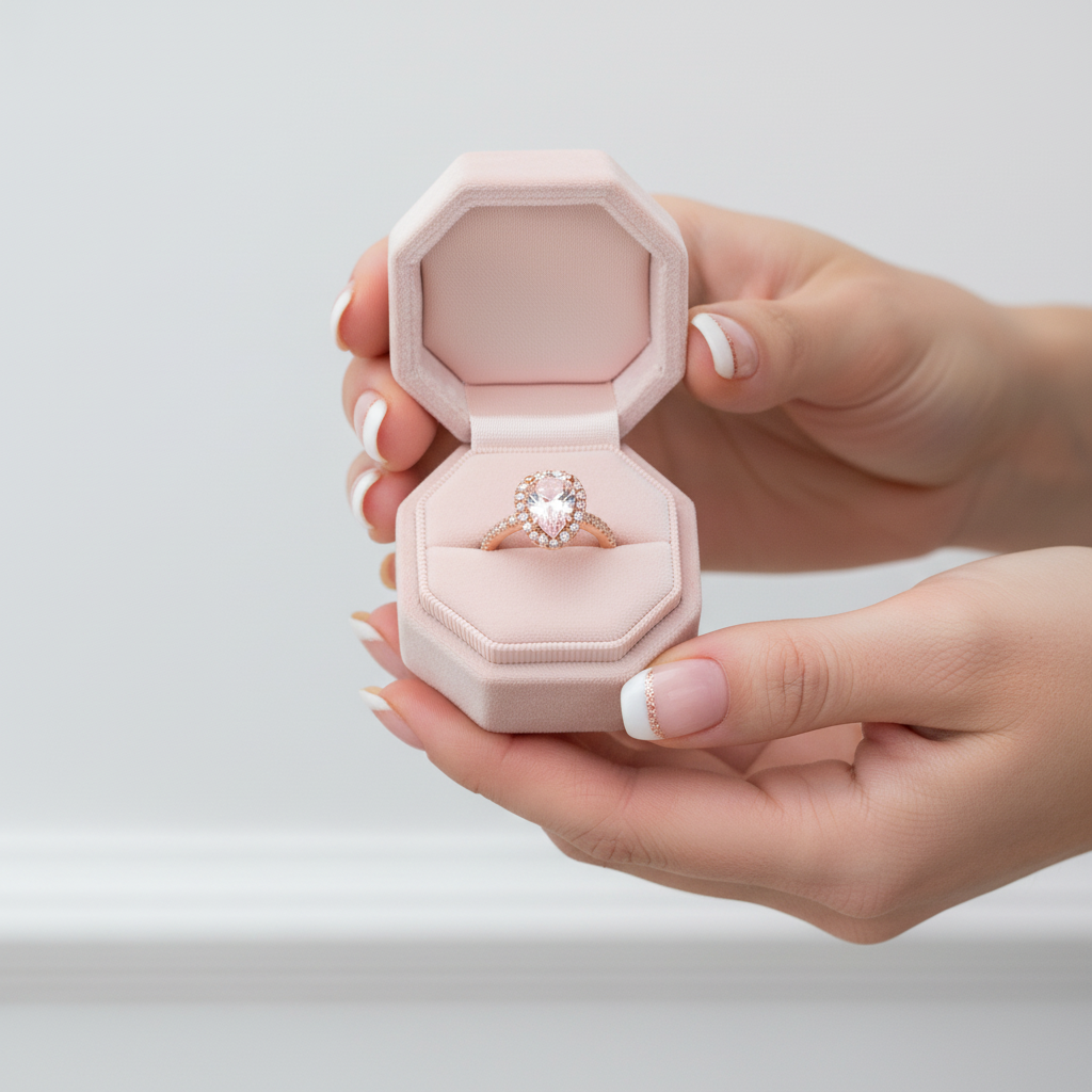 3.0ct Halo Pear Cut Synthetic Morganite Engagement Ring-Black Diamonds New York