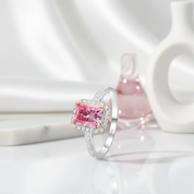 3.0ct Pink Radiant Cut Diamond Halo Engagement Ring-Black Diamonds New York