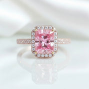 3.0ct Pink Radiant Cut Diamond Halo Engagement Ring-Black Diamonds New York