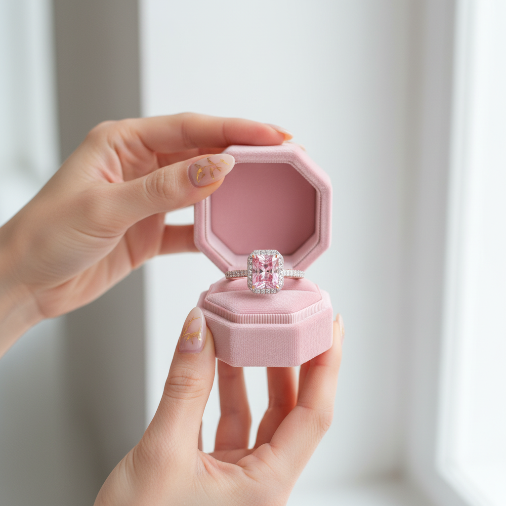 3.0ct Pink Radiant Cut Diamond Halo Engagement Ring-Black Diamonds New York