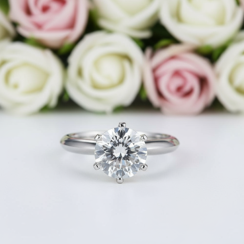 3.0ct Round Diamond Solitaire Engagement Ring-Black Diamonds New York