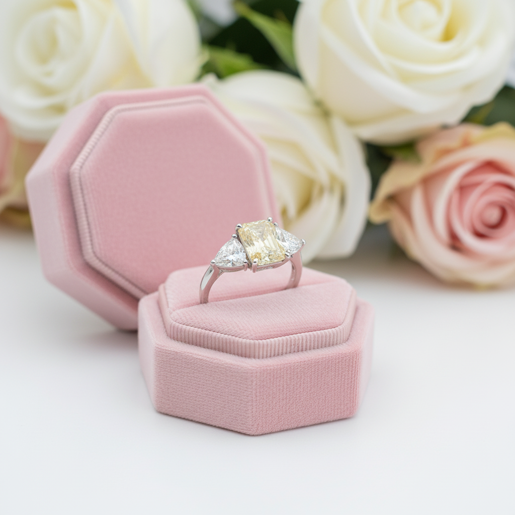 3.0ctw Yellow Radiant Cut Diamond Three-Stone Engagement Ring-Black Diamonds New York