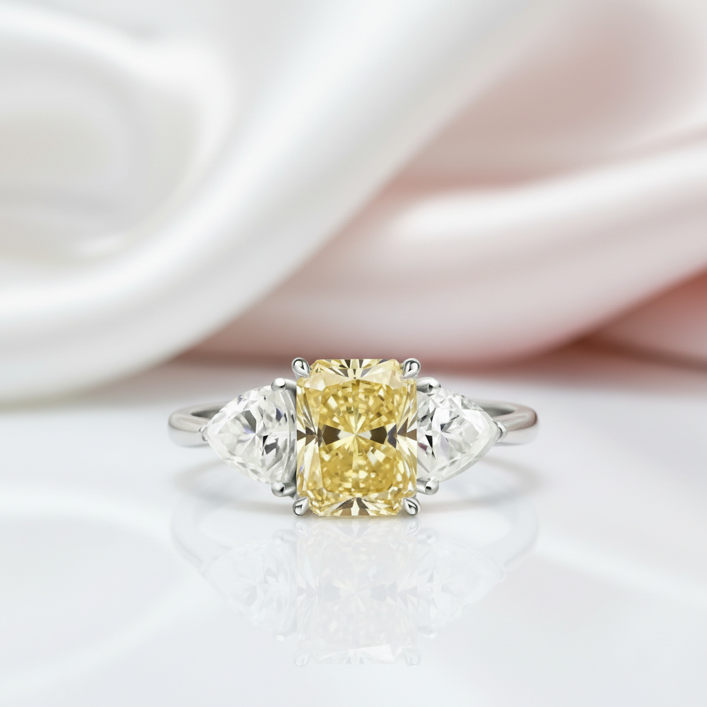 3.0ctw Yellow Radiant Cut Diamond Option Three-Stone Engagement Ring-Black Diamonds New York