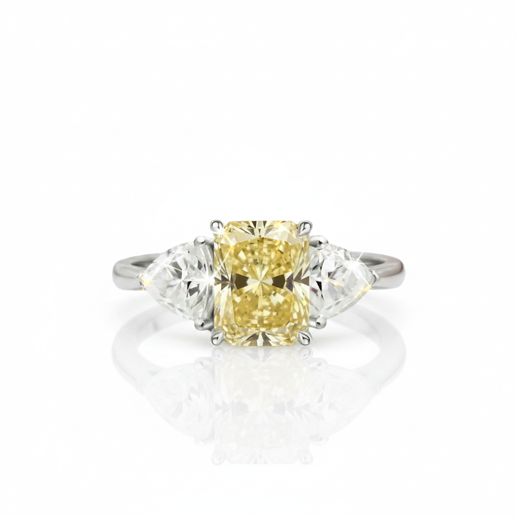 3.0ctw Yellow Radiant Cut Diamond Option Three-Stone Engagement Ring-Black Diamonds New York