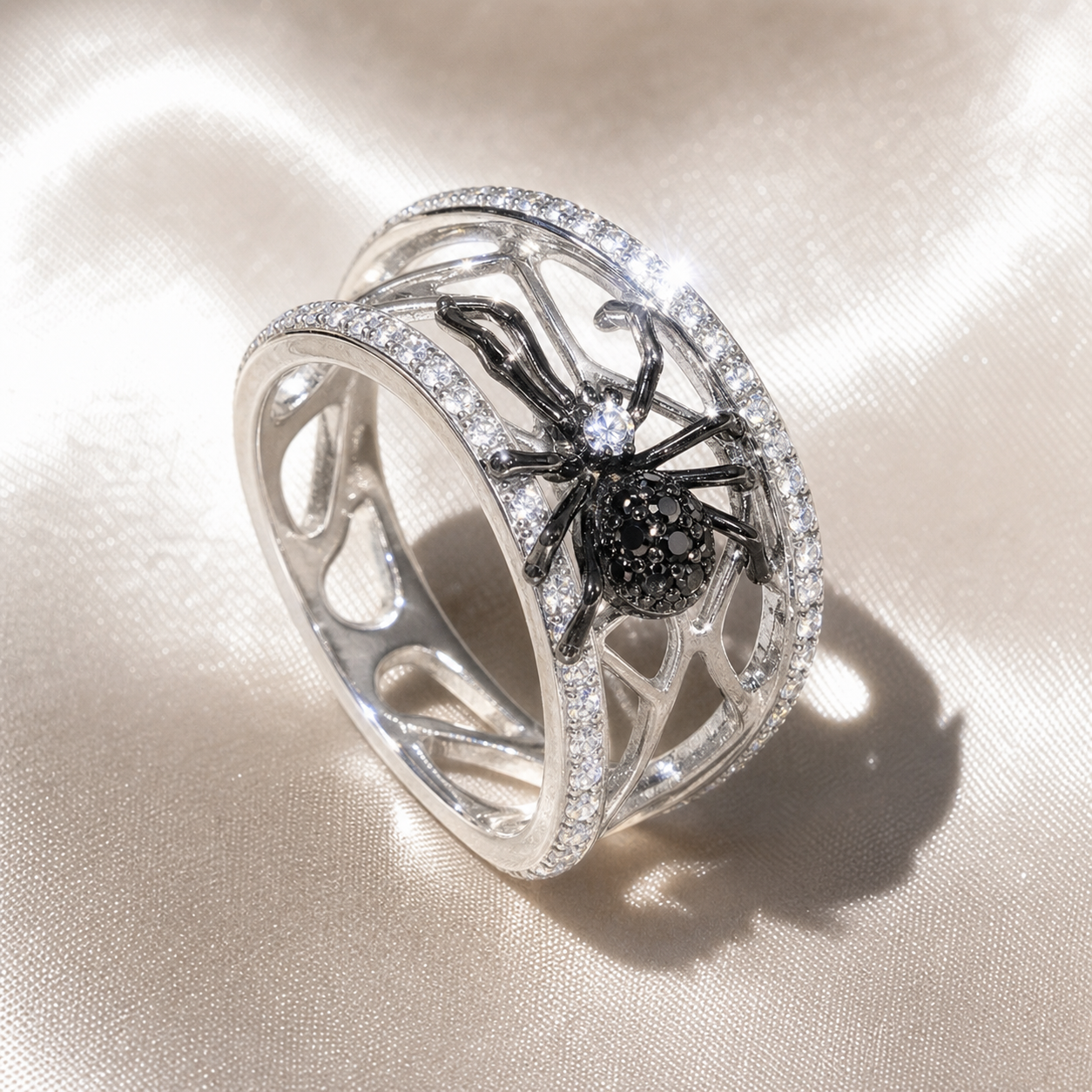 Black Spider Micro Paved Diamond Option Ring-Black Diamonds New York