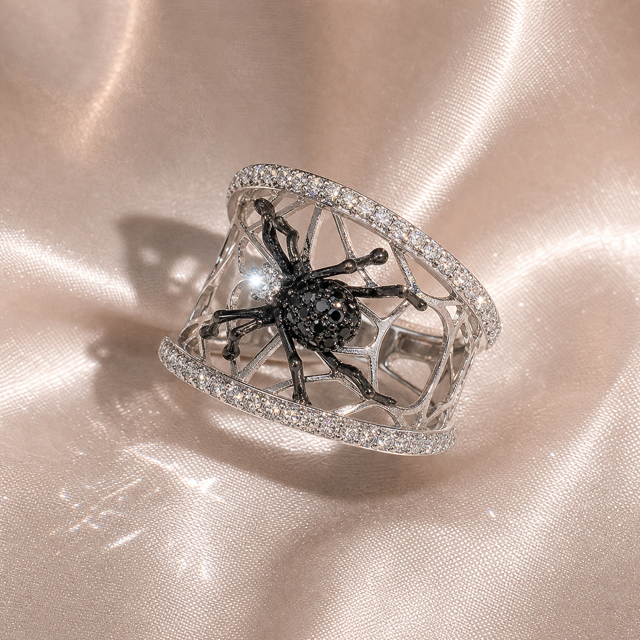 Black Spider Micro Paved Diamond Option Ring-Black Diamonds New York