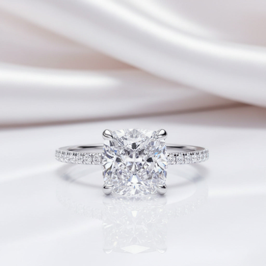 3.2 ct Cushion Cut Diamond Option Engagement Ring-Black Diamonds New York