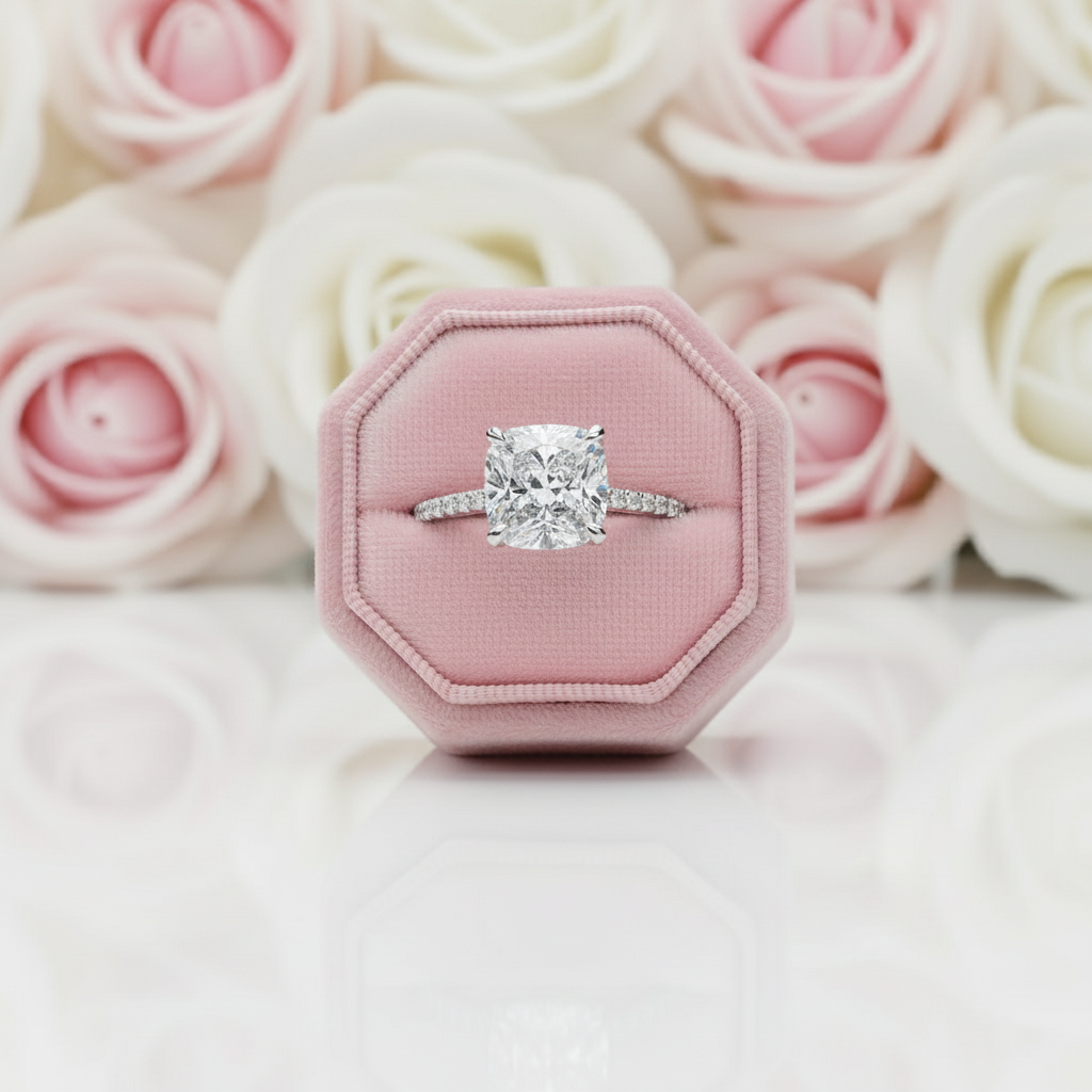 3.2 ct Cushion Cut Diamond Engagement Ring-Black Diamonds New York