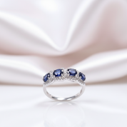 Oval Cut Sapphire Ring Band-Black Diamonds New York