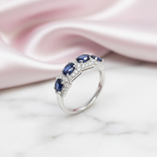 Oval Cut Sapphire Ring Band-Black Diamonds New York