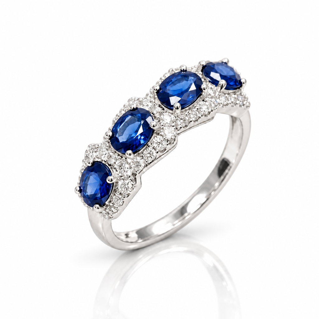 Oval Cut Sapphire Ring Band-Black Diamonds New York