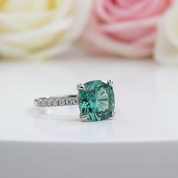3.5 Carat Cushion Cut Paraiba Tourmaline Engagement Ring-Black Diamonds New York