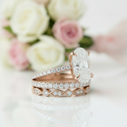 3.5 carat Oval Cut 3-Pieces Rose Gold Wedding Ring Set-Black Diamonds New York