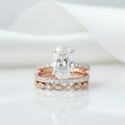 3.5 carat Oval Cut 3-Pieces Rose Gold Wedding Ring Set-Black Diamonds New York