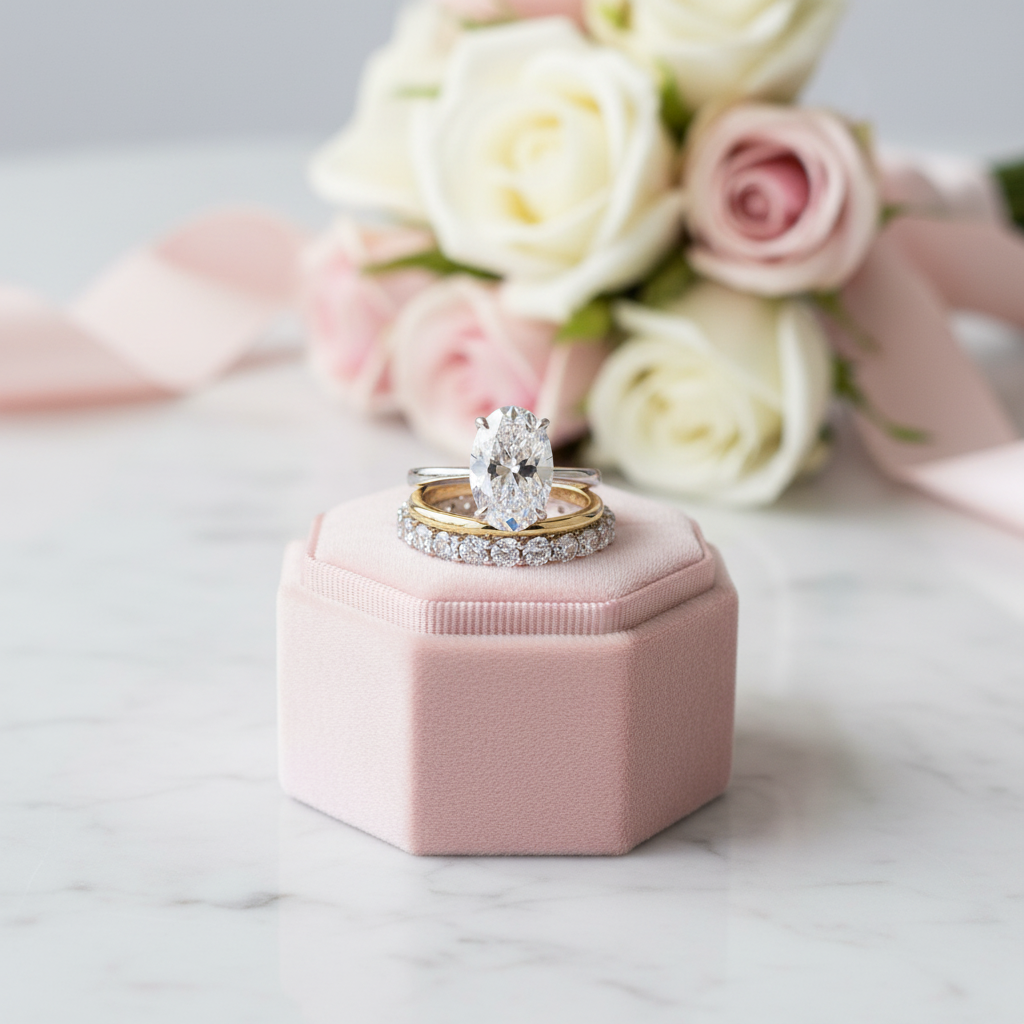 3.5 Carat Oval Cut Simulated Diamond Option Wedding Ring Set-Black Diamonds New York