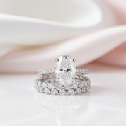 3.5 Carat Oval Cut Simulated Diamond Option Bridal Ring Set-Black Diamonds New York