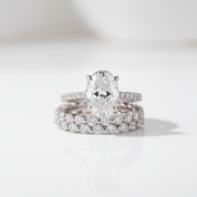 3.5 Carat Oval Cut Simulated Diamond Option Bridal Ring Set-Black Diamonds New York