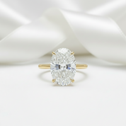 3.5 Carat Oval Cut Yellow Gold Bridal Ring-Black Diamonds New York