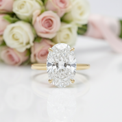 3.5 Carat Oval Cut Yellow Gold Bridal Ring-Black Diamonds New York