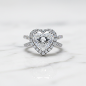 3.5 Carat Split Shank Halo Heart Cut Engagement Ring-Black Diamonds New York