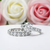 3.5 Ct Round Cut Diamond Eternity White Gold Ring Set-Black Diamonds New York