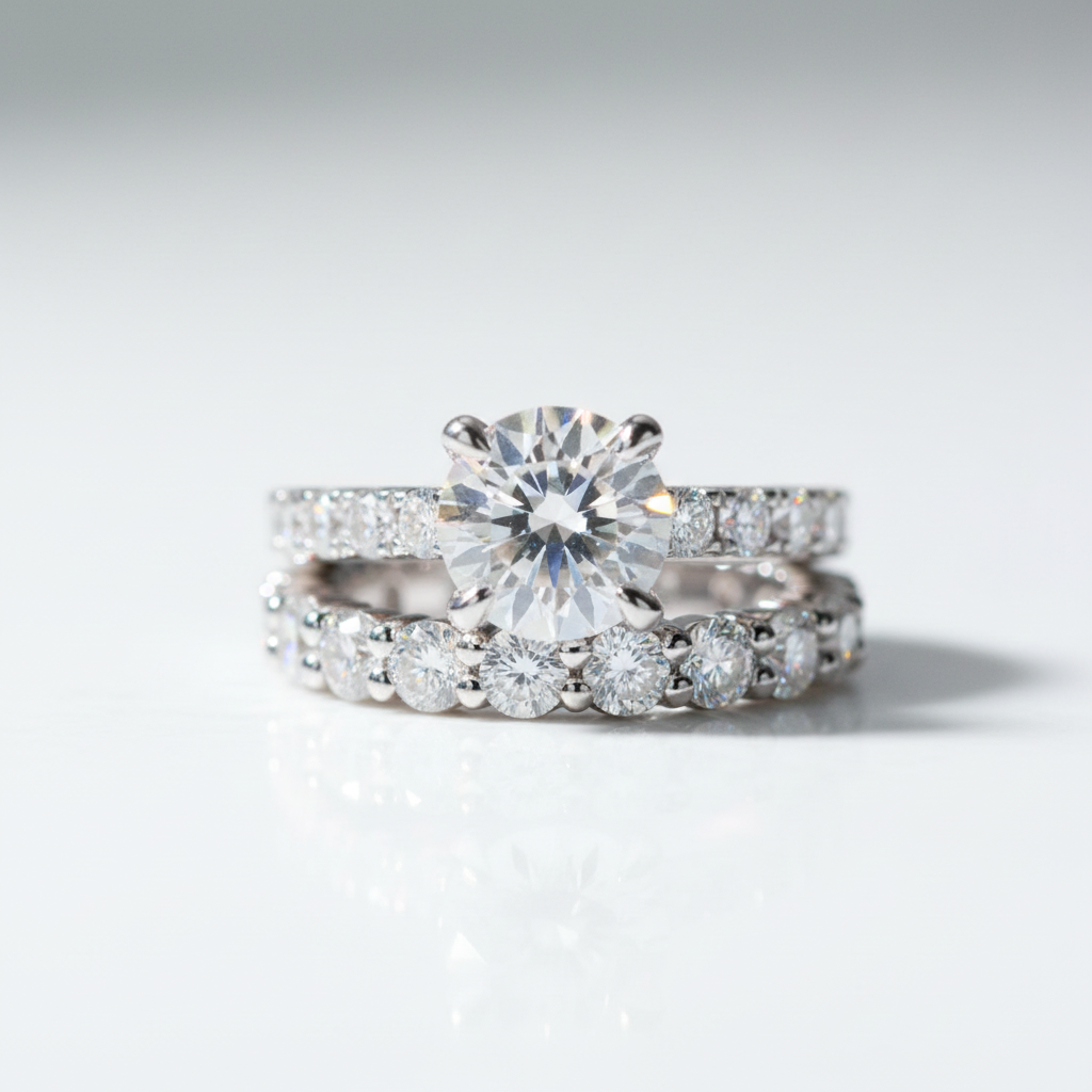 3.5 Ct Round Cut Diamond Option Eternity White Gold Ring Set-Black Diamonds New York