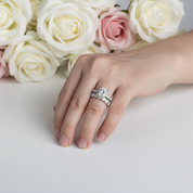 3.5 Ct Round Cut Diamond Eternity White Gold Ring Set-Black Diamonds New York