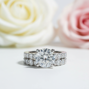 3.5 Ct Round Cut Diamond Eternity White Gold Ring Set-Black Diamonds New York