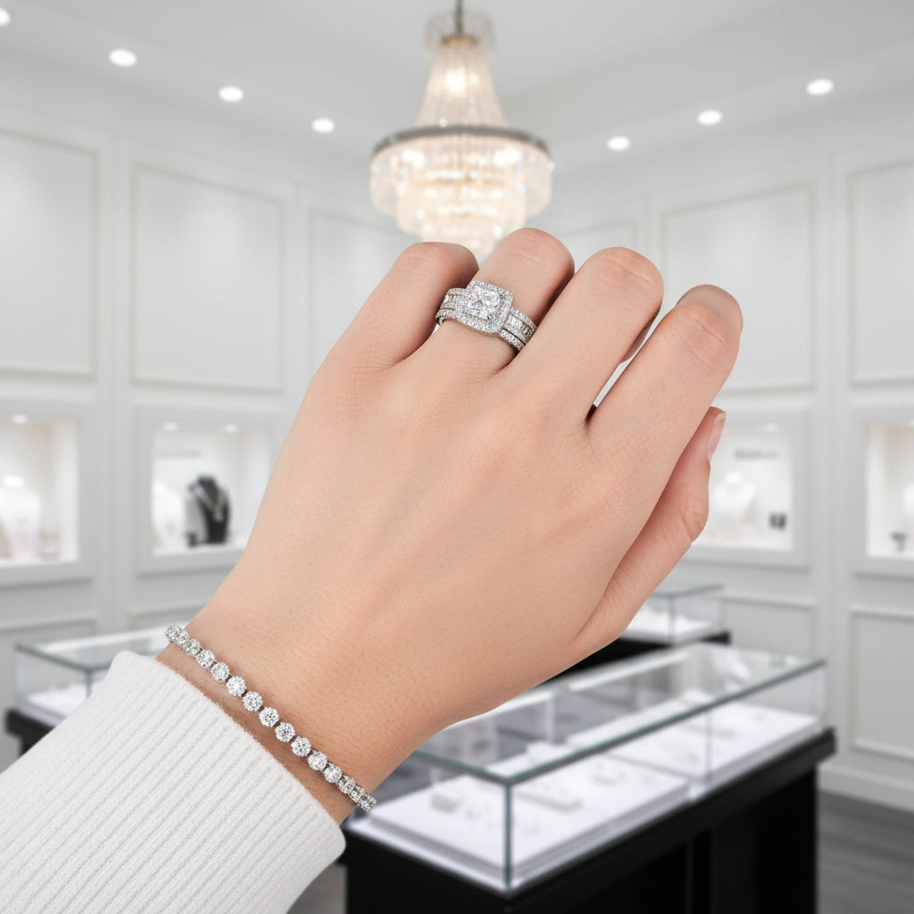 3.5 Ctw Princess Cut Diamond Wedding Ring Set-Black Diamonds New York