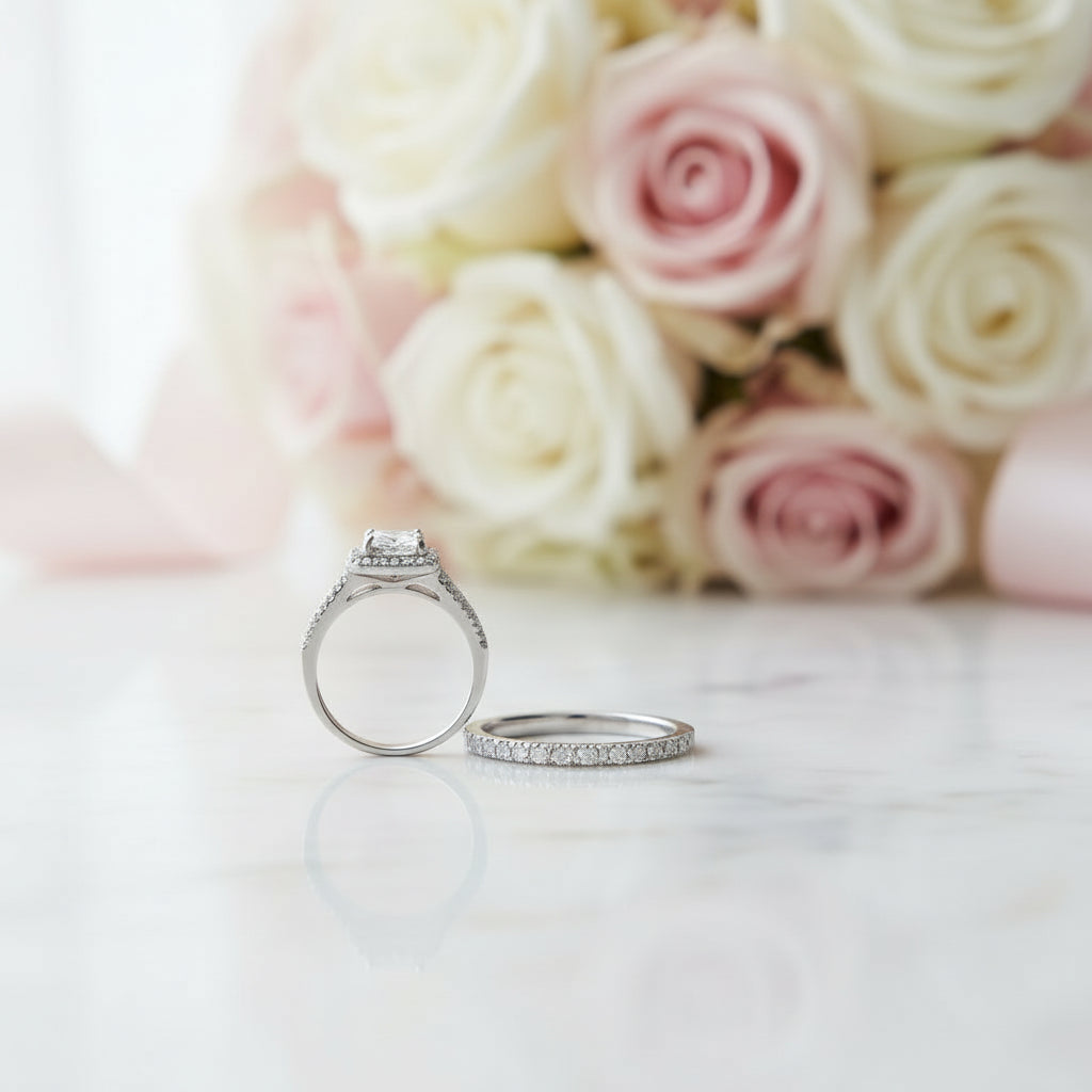 3.5 Ctw Princess Cut Diamond Wedding Ring Set-Black Diamonds New York