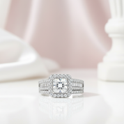 3.5 Ctw Princess Cut Diamond Wedding Ring Set-Black Diamonds New York