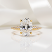 3.50ct Oval Cut Diamond Option Yellow Gold Engagement Ring-Black Diamonds New York
