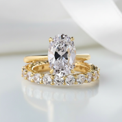 3.50ct Oval Cut Yellow Gold Wedding Ring Set-Black Diamonds New York