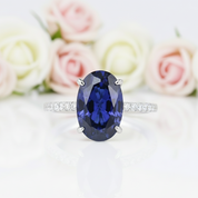 3.5ct Blue Sapphire Oval Cut Diamond Engagement Ring-Black Diamonds New York