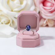 3.5ct Blue Sapphire Oval Cut Diamond Engagement Ring-Black Diamonds New York