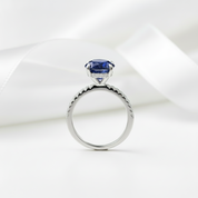3.5ct Blue Sapphire Oval Cut Diamond Engagement Ring-Black Diamonds New York