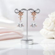 3.5ct Clear Pear Topaz 0.07ct Diamond Options 14k Rose Gold Dangle Earrings-Black Diamonds New York