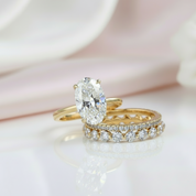 3.5ct Oval Cut Simulated Diamond Ring Set-Black Diamonds New York