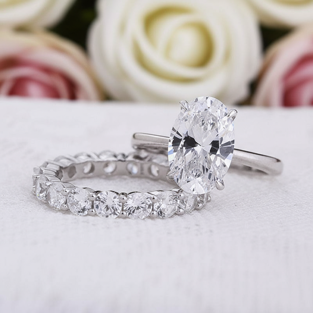 3.5ct Oval Cut Wedding Set-Black Diamonds New York