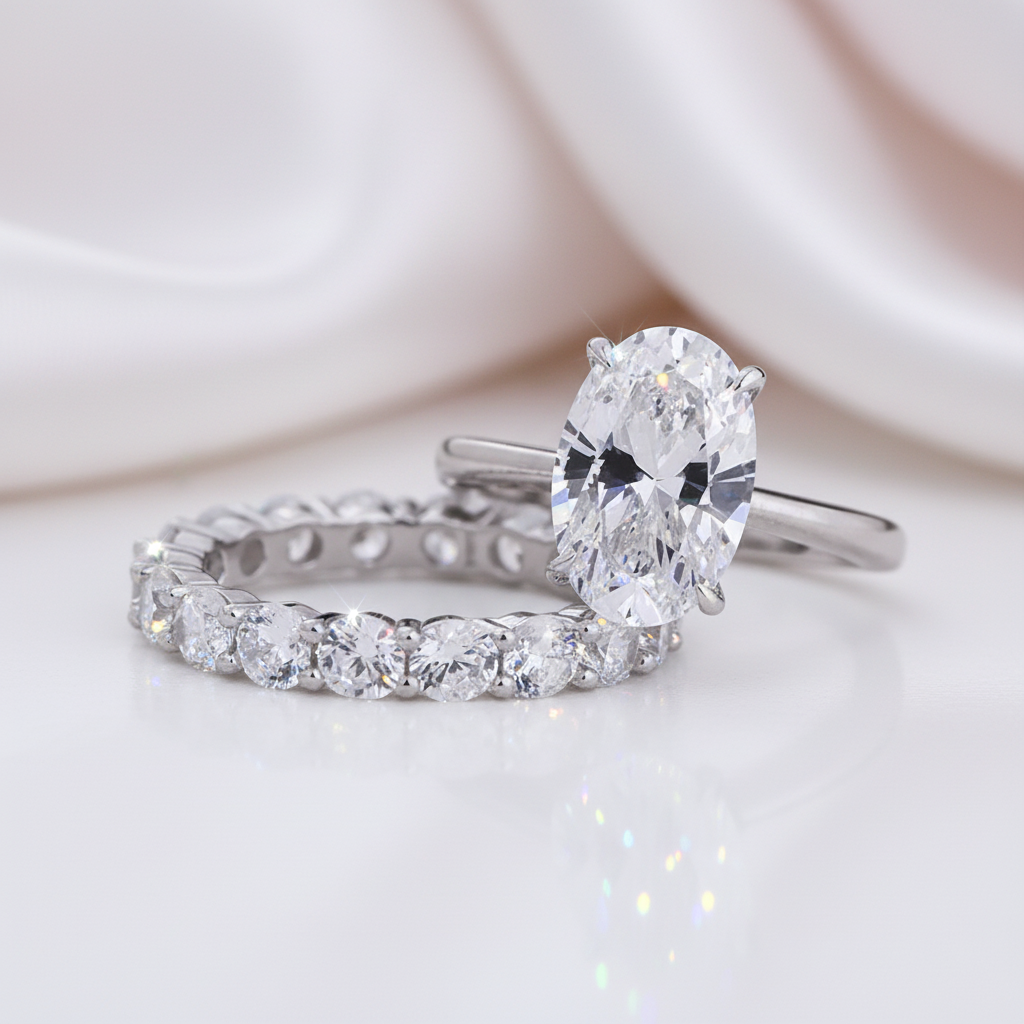 3.5ct Oval Cut Wedding Set-Black Diamonds New York