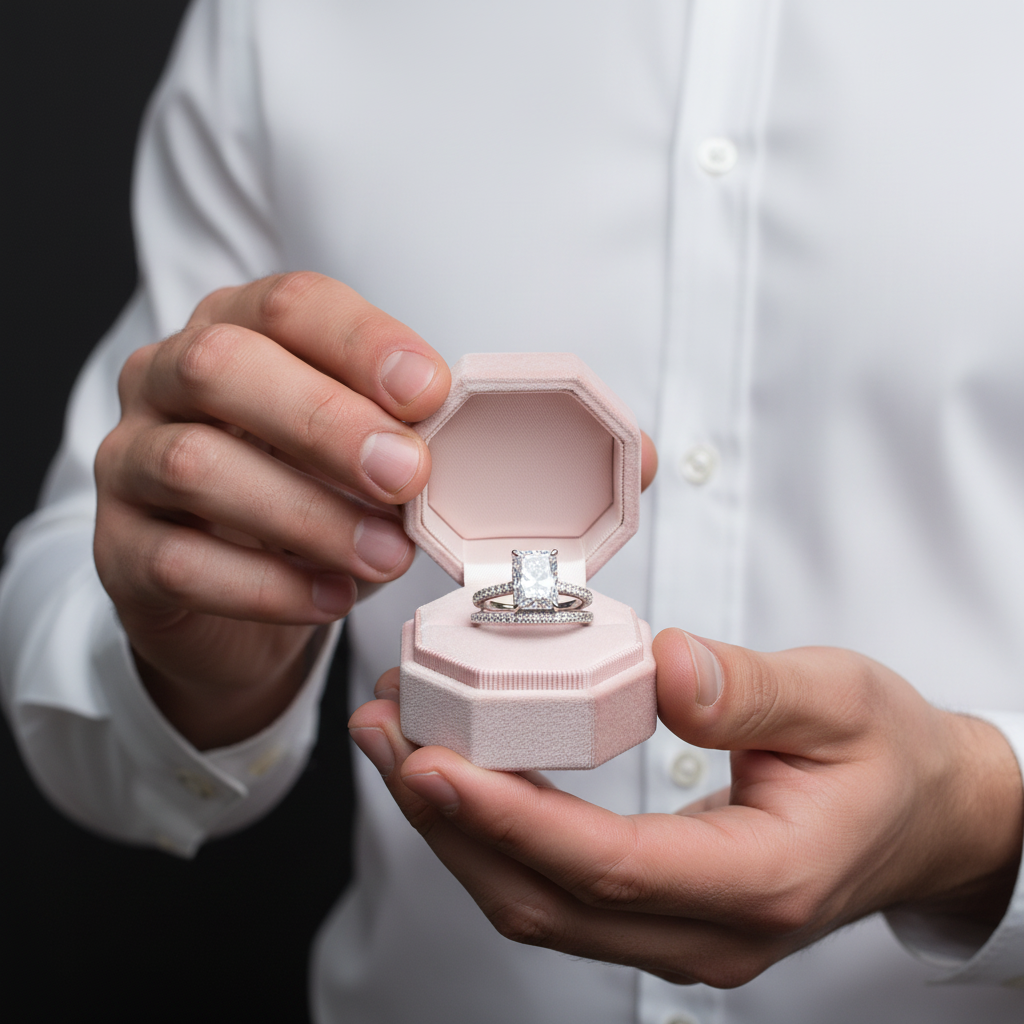 3.5ct Diamond Radiant Cut Wedding Ring Set-Black Diamonds New York