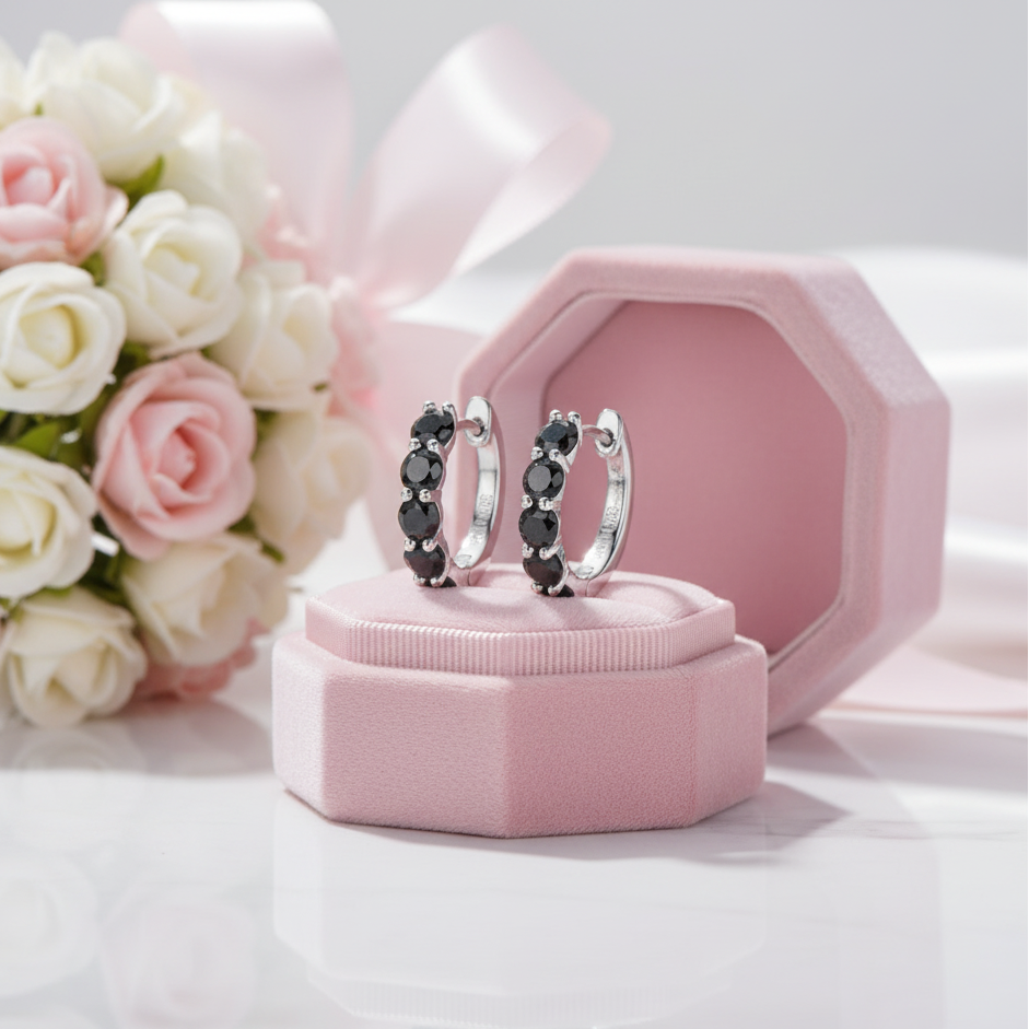 3.5mm 2.0 Ct Black Diamond Option Round Hoop Earrings-Black Diamonds New York